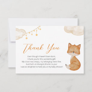 Cute Fox Baby Shower Thank You Card