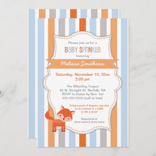 Cute Fox Baby Sprinkle Invitation neutral gender Invitation