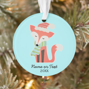 Cute Fox Baby's Christmas Winter Woodland Rustic Ornament