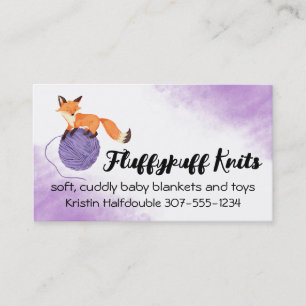 Cute fox balls of yarn knitting crochet homespun business card