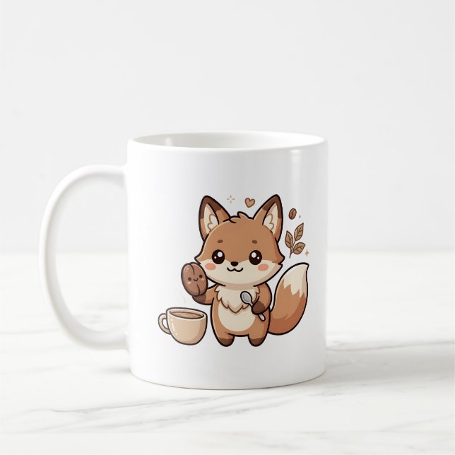 Cute Fox Bean Spoon Coffee Mug (Left)