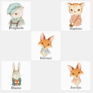 Cute fox bear bunny watercolor boys and girls
