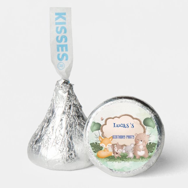 Cute Fox Bear zoo Tropical jungle Birthday party Hershey®'s Kisses® (Front)