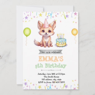 Cute fox birthday invitation
