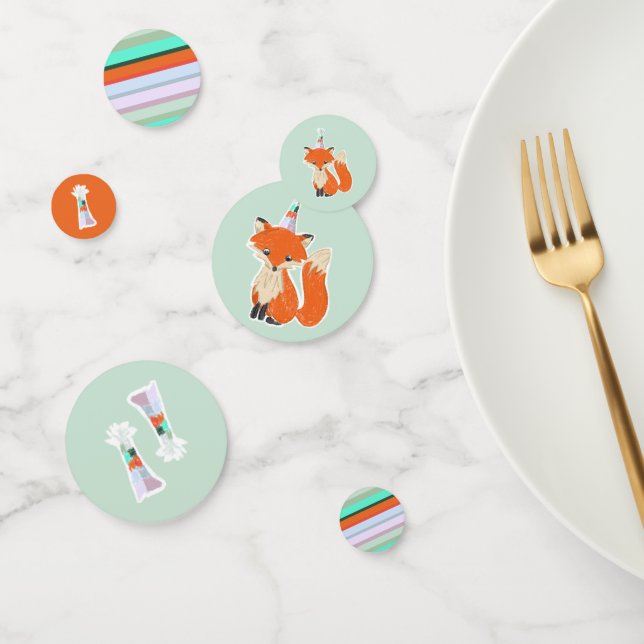 Cute Fox Birthday Party Hat Colorful  Confetti (Group)