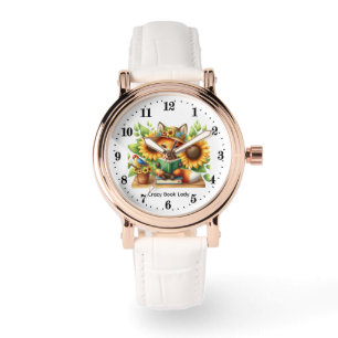 Cute fox book lovers customizable watch