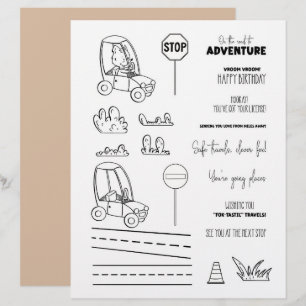 Cute Fox Car Coloring Scrapbook Paper