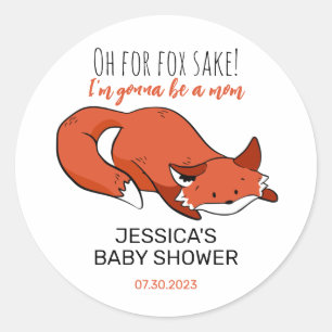 Cute Fox Cartoon Mom To Be Baby Shower Classic Round Sticker