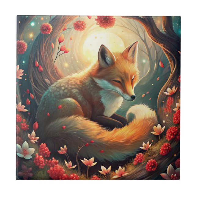 Cute Fox Ceramic Tile (Front)