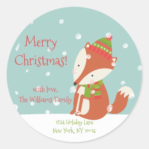 Cute Fox _ Christmas  Return Address Labels