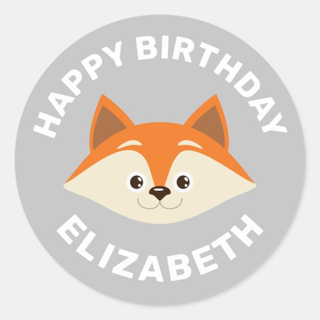Cute Fox Classic Round Sticker (Front)