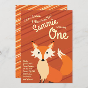 Cute Fox Colorful 1st Birthday Invitations