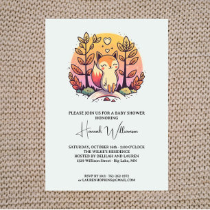 Cute Fox Colorful Baby Shower Invitation