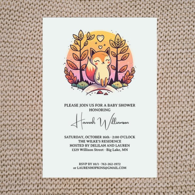 Cute Fox Colorful Baby Shower Invitation (Creator Uploaded)