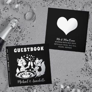Cute Fox Couple Las Vegas Wedding Silver Foil Guest Book
