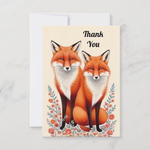 Cute Fox Couple  Thank You Card
