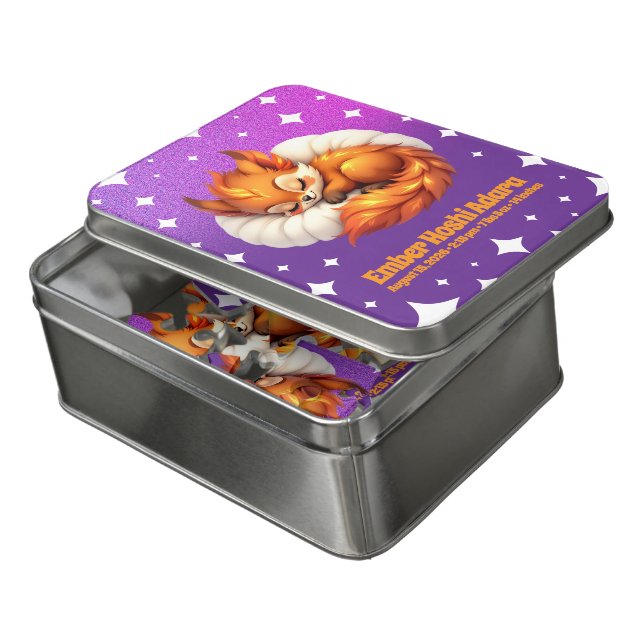Cute Fox Cub Asleep in Starry Night Sky Jigsaw Puzzle (Lid Open)