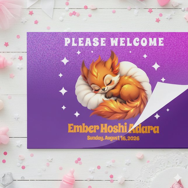 Cute Fox Cub Asleep in Starry Night Sky Paper Pad (Cute Fox Cub Sleeping in Starry Night Sky Baby Shower Paper Placemat Cover Photo)