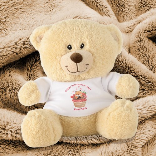 Cute Fox Cub Cupcake Custom Kids Valentines Day Teddy Bear