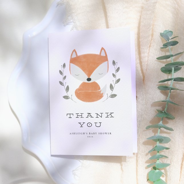 Cute Fox Cub Rustic Woodland Baby Shower Thank You Card (Creator Uploaded)
