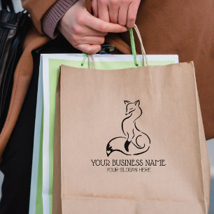 Cute Fox Custom Business, Large  Rubber Stamp