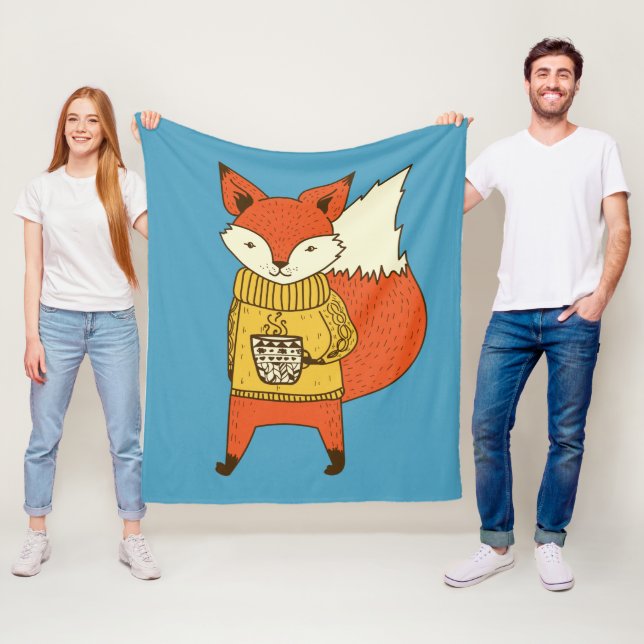 Cute Fox custom color fleece blankets (In Situ)