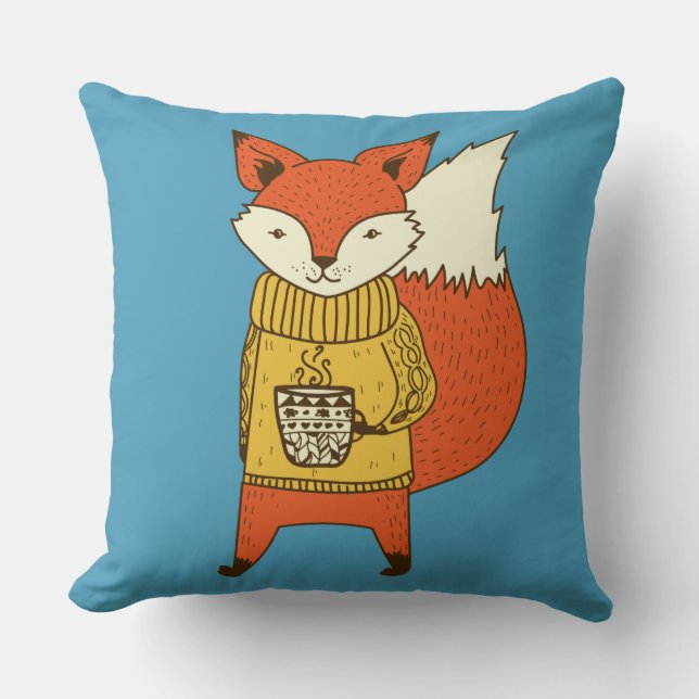 Cute Fox custom color throw pillows (Front)