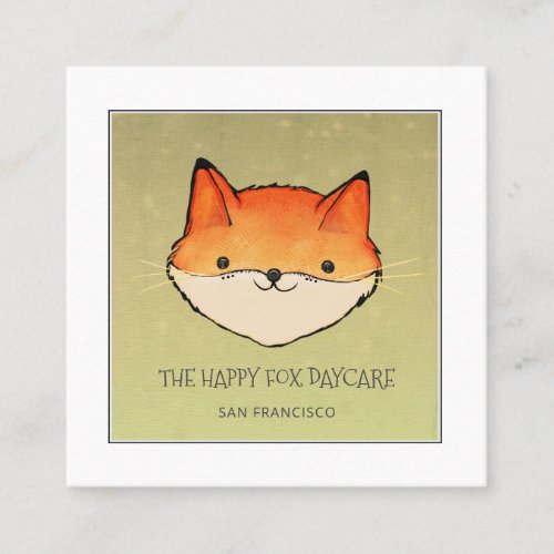 Cute Fox Daycare Square Business Card