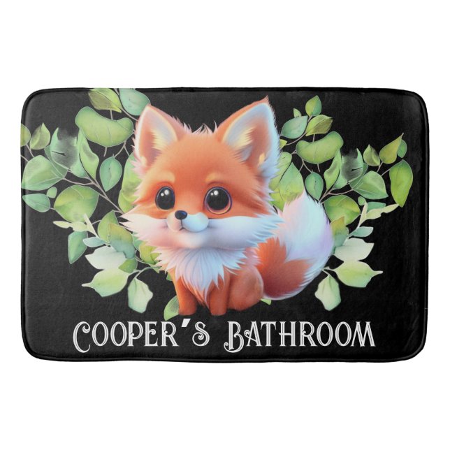 Cute fox drawing woodland animals forest friends  bath mat (Front)
