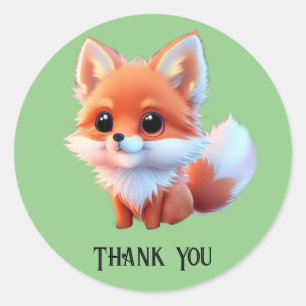Cute fox drawing woodland animals forest friends classic round sticker