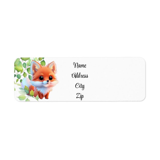Cute fox drawing woodland animals forest friends  label (Front)