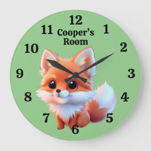 Cute fox drawing woodland animals forest friends large clock
