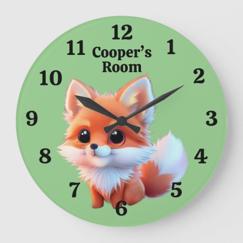 Cute fox drawing woodland animals forest friends  large clock