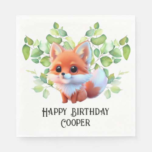 Cute fox drawing woodland animals forest friends  napkins