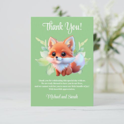 Cute fox drawing woodland animals forest friends  thank you card