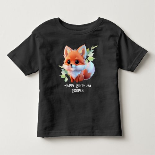 Cute fox drawing woodland animals forest friends  toddler t_shirt