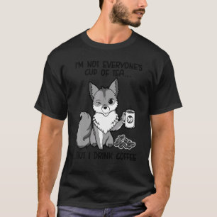 Cute Fox Drinking Coffee Fox Animal Furry 3 T-Shirt