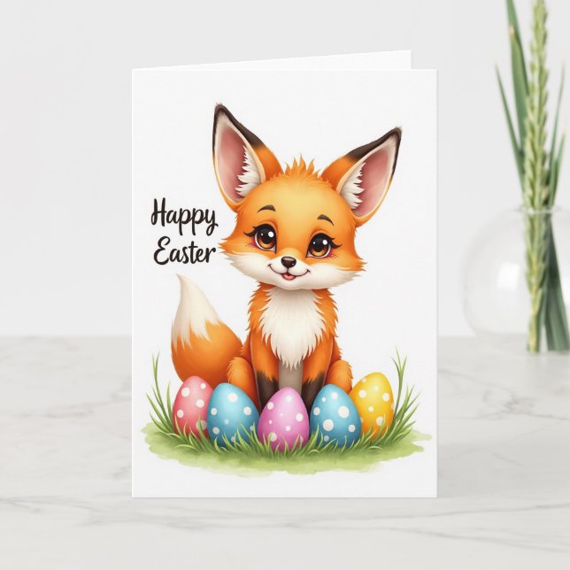 Cute Fox Easter Day Card (Front)