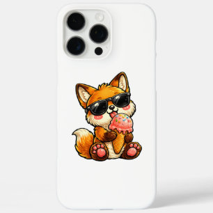Cute Fox Eating Ice Cream With Sunglasses iPhone 16 Pro Max Case