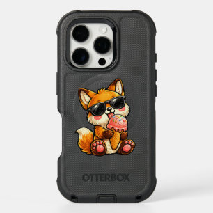 Cute Fox Eating Ice Cream With Sunglasses iPhone 16 Pro Case