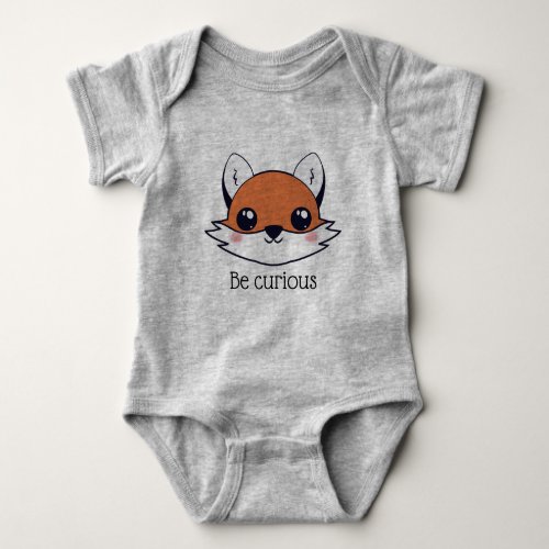 Cute Fox Face Be Curious Baby Bodysuit