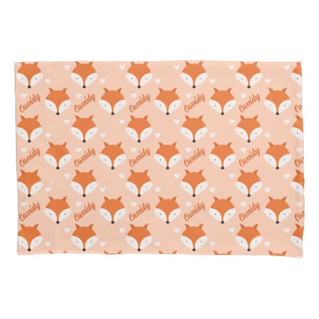 Cute Fox Face Kids Name Monogram Animal  Pillow Case (Front)