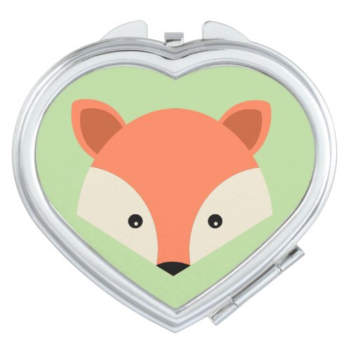 Cute Fox Face on Green Compact Mirror