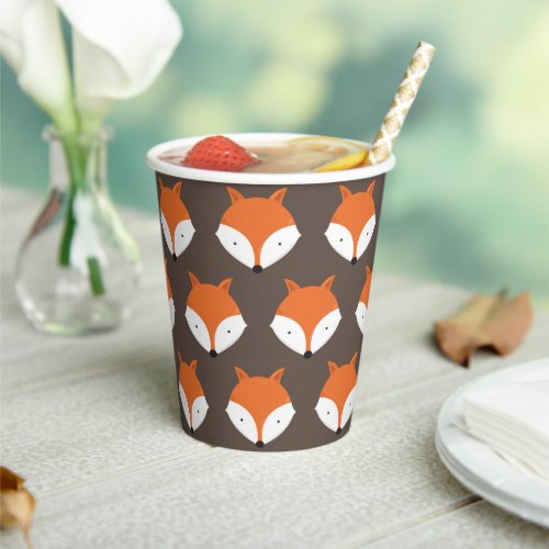 Cute Fox Face Pattern Animal Paper Cups