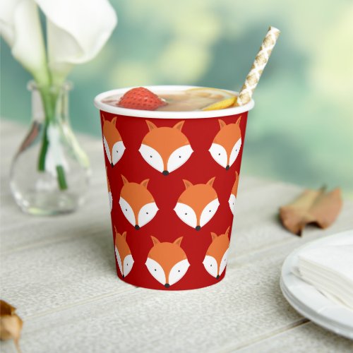 Cute Fox Face Pattern Animal Paper Cups