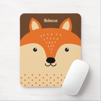 Cute Fox Face Personalized Name Mouse Pad by UrHomeNeeds at Zazzle