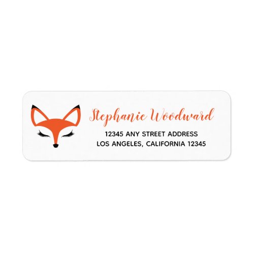 Cute Fox Face Script Return Address Label