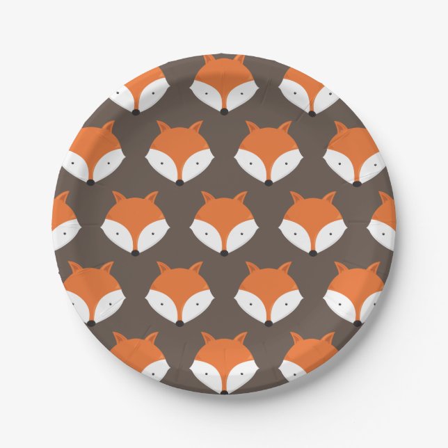 Cute Fox Face Woodland Animal  Paper Plates (Front)
