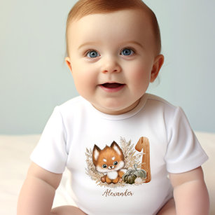 Cute Fox Fall 1st Birthday baby T-Shirt