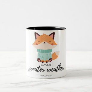 cute fox fall Two-Tone coffee mug